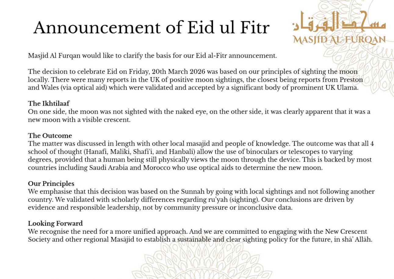Announcementeidulfitr